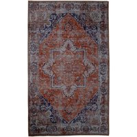 Kurzflor Teppich im Orientalischen Design Orange und Dunkelblau von 4Home