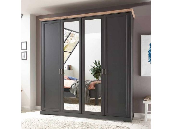 Landhaus Kleiderschrank in Dunkelgrau Wildeichefarben von 4Home