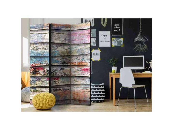 Leinwand Paravent in Bunt Bretterwand Motiv von 4Home