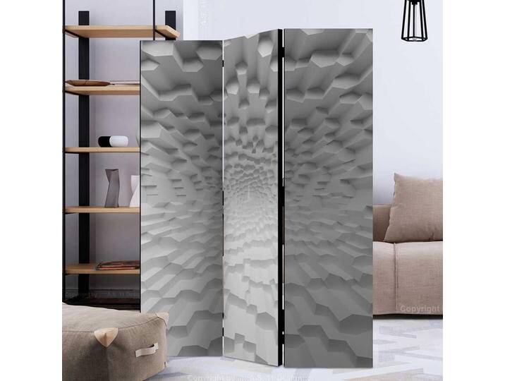 Leinwand Paravent in Grau und Weiß abstraktem Muster von 4Home
