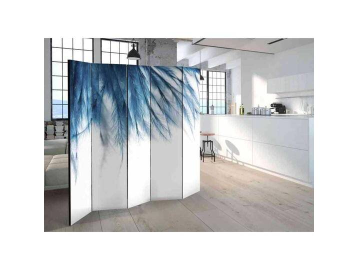 Leinwand Paravent in Türkis und Weiß Feder Motiv von 4Home