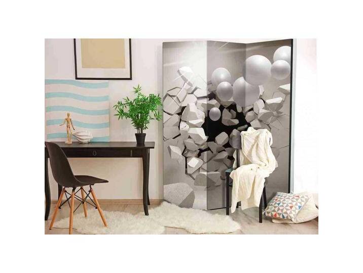 Leinwand Paravent mit 3D Motiv Grau und Weiß von 4Home