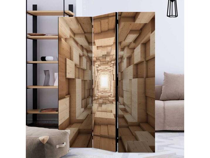Leinwand Paravent mit Holzmuster Optik drei Elementen von 4Home