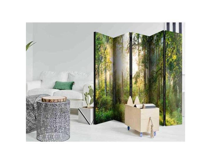 Leinwand Paravent mit Wald Motiv 225 cm breit von 4Home