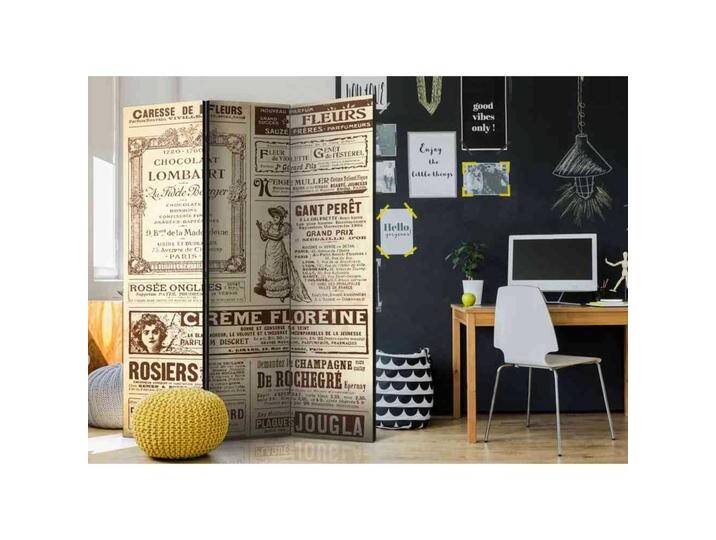 Leinwand Paravent mit nostalgischem Zeitungsmotiv 3 teilig von 4Home