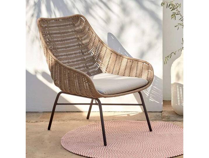 Lounge Sessel für wettergeschützte Terrasse Beige (2er Set) von 4Home