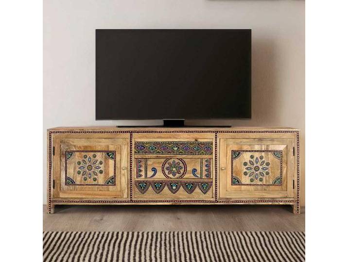 Lowboard TV Lowboard aus Mangobaum Massivholz handbemalt von 4Home