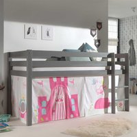 Mädchen Kinderzimmer Bett in Grau Pink Rosa Leiter und Vorhang von 4Home