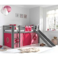 Mädchen Kinderzimmerbett in Grau Rosa Pink Blumen Motiv von 4Home