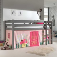 Mädchen Kinderzimmerbett in Grau und Rosa Leiter und Vorhang von 4Home