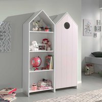 Mädchenkleiderschrank mit Regal Weiß und Rosa (zweiteilig) von 4Home