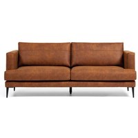 Mikrofaser Couch in Cognac Braun Vierfußgestell aus Metall von 4Home