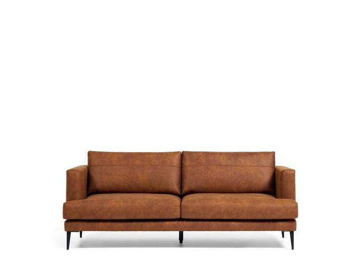 Mikrofaser Couch in Cognac Braun Vierfußgestell aus Metall von 4Home