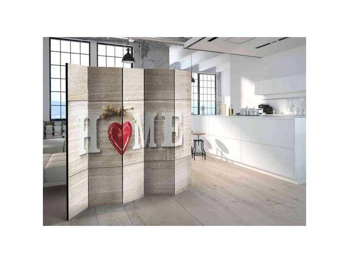 Moderner Paravent mit Home Aufschrift Holz White Wash und Rot von 4Home