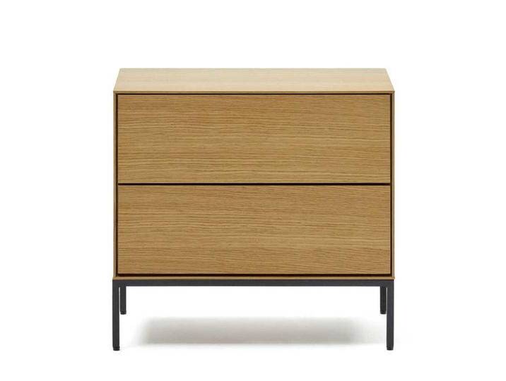 Nachtkonsole Eiche Furnier mit zwei Schubladen Push to open Funktion von 4Home