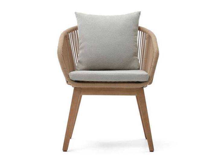 Outdoor Stühle Geflecht Holz mit Polsterauflage 63 cm breit (2er Set) von 4Home