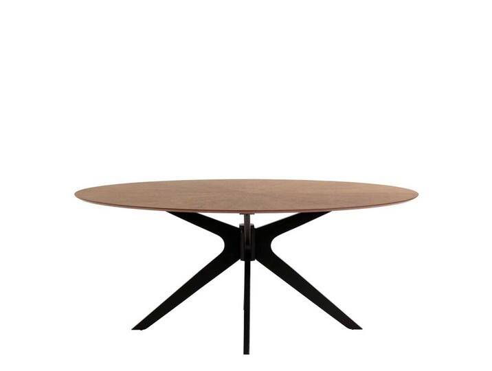 Ovaler Tisch im Retrostil Platte Nussbaum Furnier von 4Home