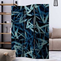 Paravent Raumteiler in Blau und Schwarz Blätter Muster von 4Home