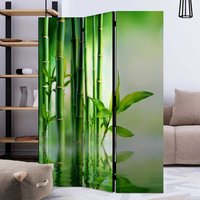 Paravent Raumteiler in Grün und Weiß Asien Zen Motiv Bambus von 4Home