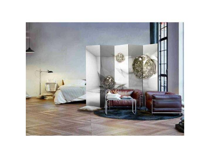 Paravent Sichtschutz mit Diamanten hell Grau und Goldfarben von 4Home