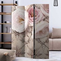 Paravent Umkleide in Beige und Rosa Rosen Motiv von 4Home