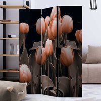 Paravent in Aprikot Grau Schwarz Tulpen Motiv von 4Home