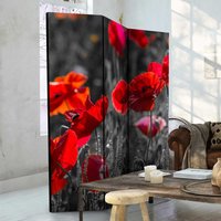 Paravent mit Mohnblumen Motiv Rot und Grau von 4Home