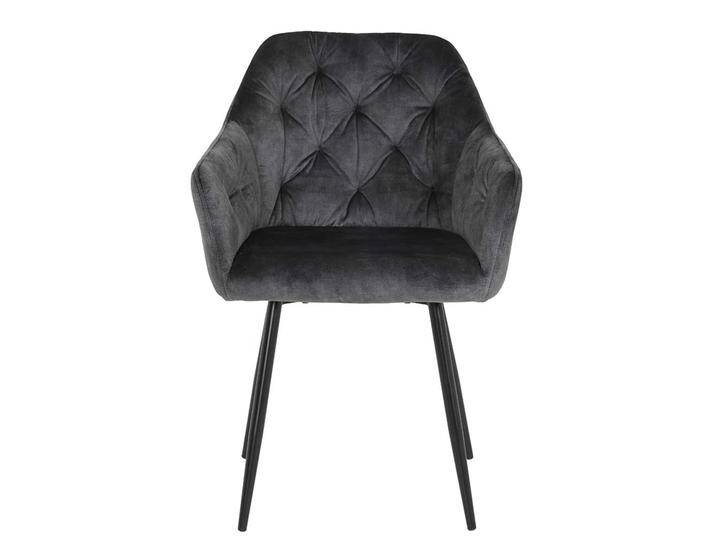 Polsterstuehle Esszimmer in Anthrazit Samtvelours Metallgestell schwarz (2er Set) von 4Home