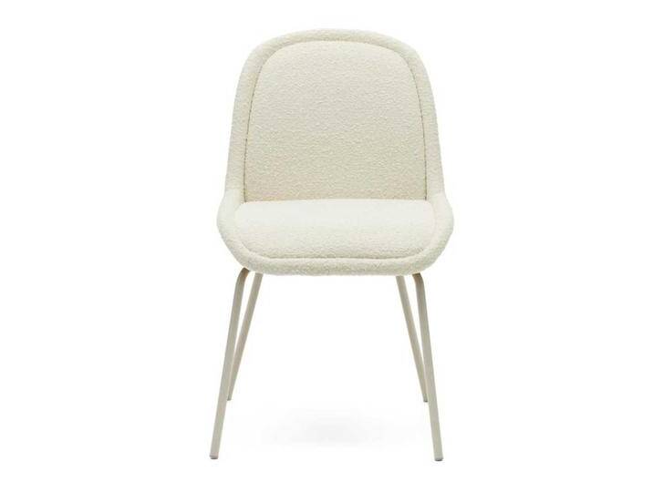 Polsterstuhl Esszimmer weiss aus Boucle Stoff Gestell aus Metall (4er Set) von 4Home