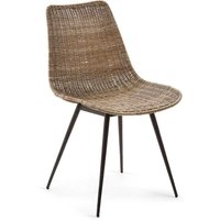 Rattan Esstisch Stühle in Braun 45 cm Sitzhöhe (4er Set) von 4Home