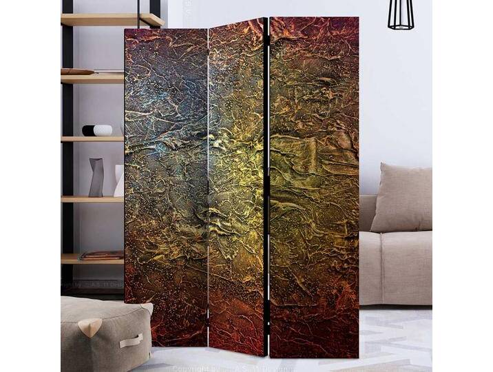 Raumteiler Metalloptik in Bunt Leinwand und Holz von 4Home