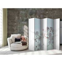 Raumteiler Paravent mit Blumen Motiv Weiß von 4Home