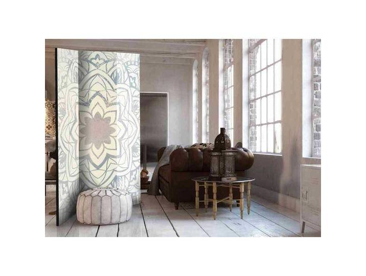 Raumteiler Paravent mit Mandala Motiv Hell Grau und Creme Weiß von 4Home