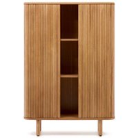 Retro Highboard Esche Furnier mit Schiebetüren 110 cm breit von 4Home