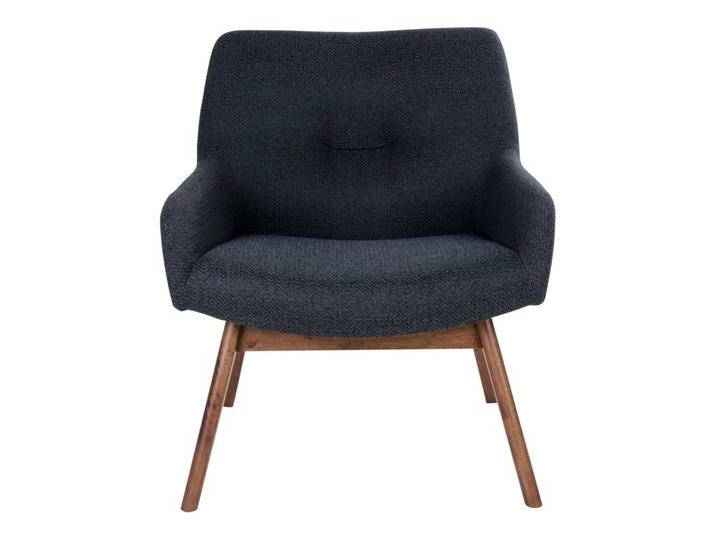 Retro Sessel in Dunkelgrau Webstoff Walnuss Massivholz von 4Home