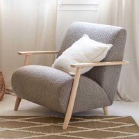 Retro Stil Lounge Sessel aus Chenillegewebe Holz Armlehnen von 4Home