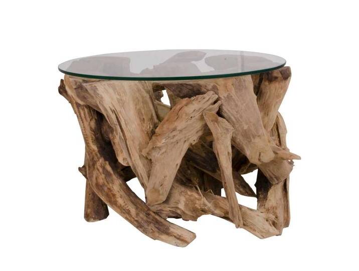 Runder Glastisch mit Wurzelholz-Gestell 60 cm breit Runder Glastisch mit Wurzelholz-Gestell 60 cm breit von 4Home