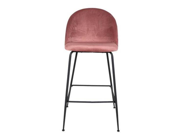 Samt Barstühle in Rosa 4-Fuß Gestell aus schwarzem Metall (2er Set) von 4Home