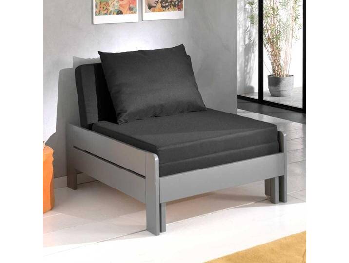 Schlafsessel in Grau und Schwarz Kiefer Massivholz von 4Home