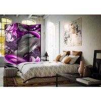 Schlafzimmer Paravent in Grau und Violett Diamanten und Blüten von 4Home