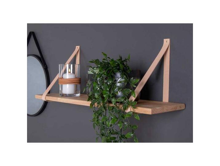 Schlichtes Wandboard im Skandi Design Massivholz und Leder von 4Home