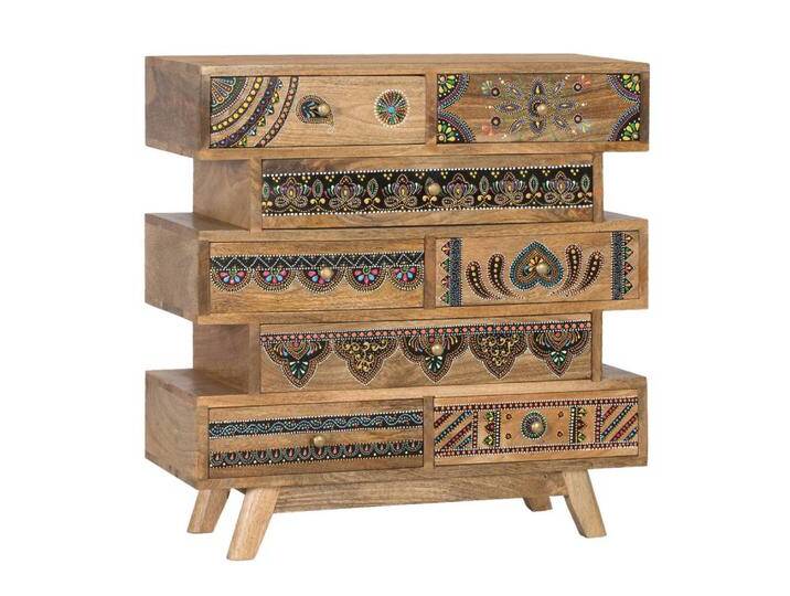 Schubladenkommode Holzkommode im Boho Style mit Metallgriffen von 4Home