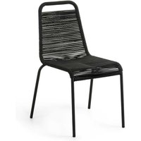 Schwarze Stühle aus Kordel Geflecht und Stahl 45 cm Sitzhöhe (2er Set) von 4Home