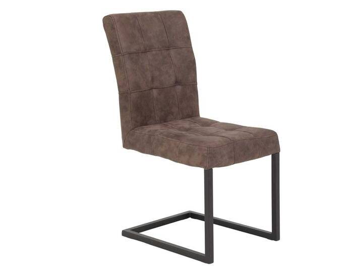 Schwingstuhl in Braun Microfaser Stahl (2er Set) von 4Home