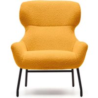 Sessel Senfgelb modern im Skandi Design Boucle Stoff und Metall von 4Home