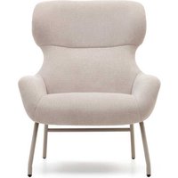 Sessel Skandi Beige aus Chenillegewebe Vierfußgestell aus Metall von 4Home