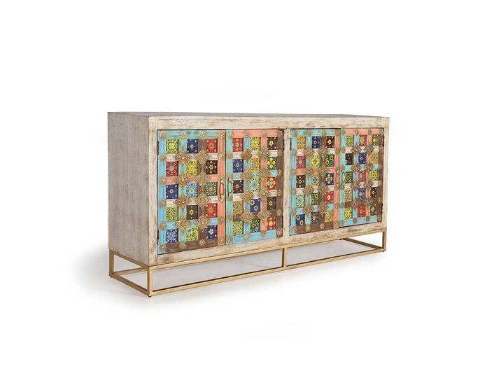 Sideboard Kommode in Holz White Wash mit Metallgriffen Sideboard Kommode in Holz White Wash mit Metallgriffen von 4Home
