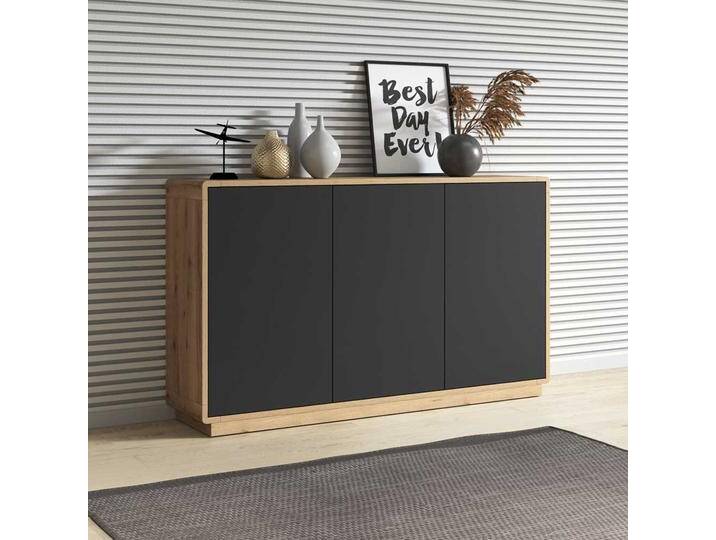 Sidebord in Wildeichefarben und Schwarz 3 türig von 4Home