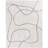 Skandi Stil Teppich Creme Weiß mit abstraktem Muster Schwarz von 4Home