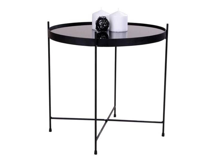 Sofa Beistelltisch in Schwarz runder Glasplatte von 4Home